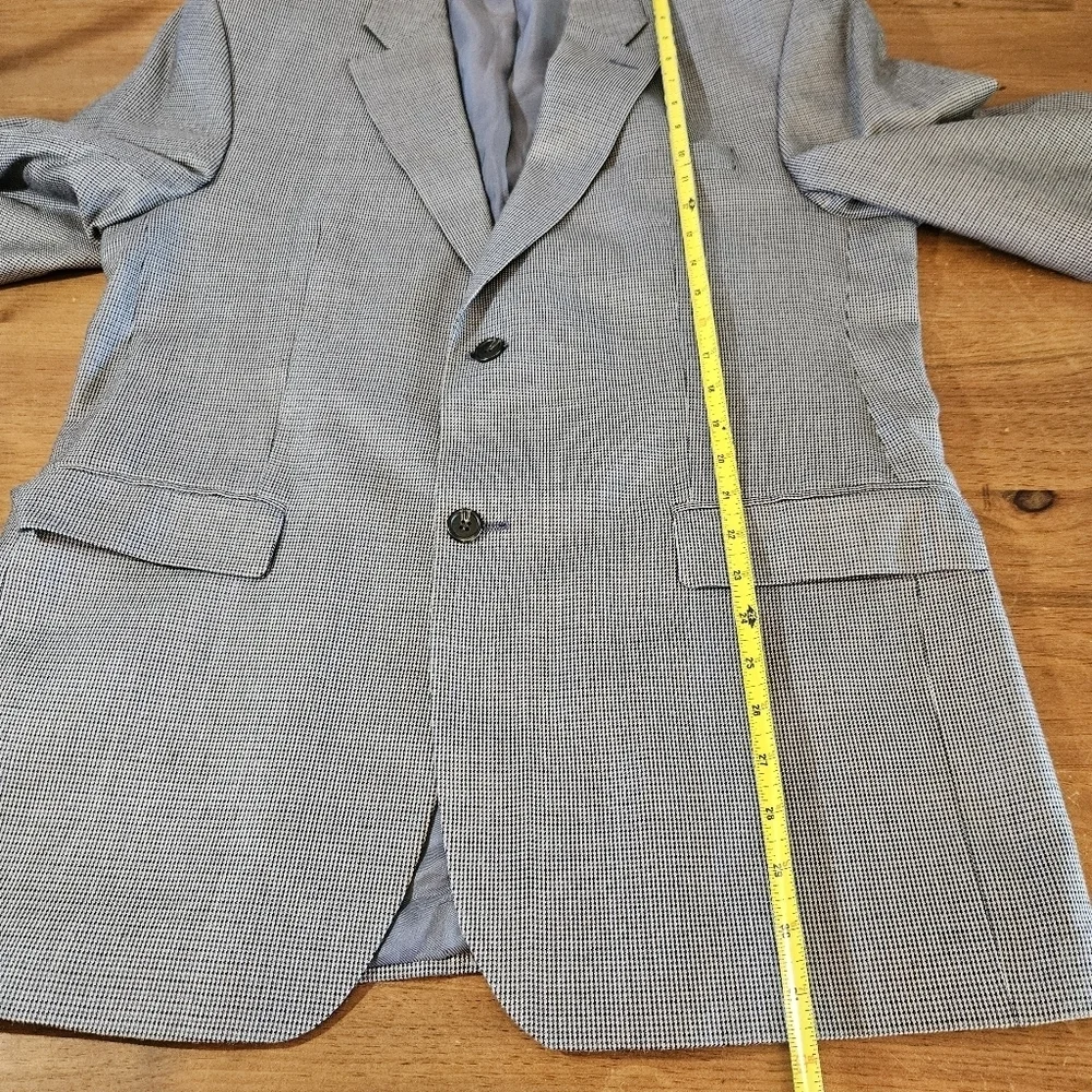 Ralph Ralph Lauren Silk Blue Gray Houndstooth Print Sport Coat Blazer Size 40R